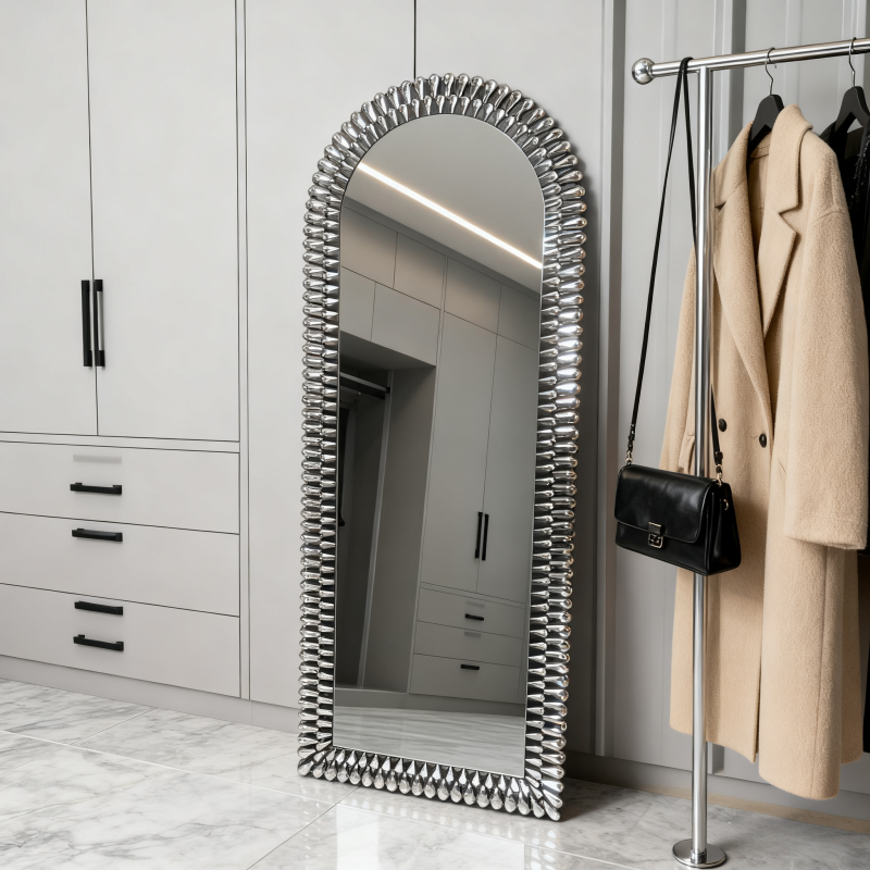 Beaded Frame Full-Length Leaner Mirror